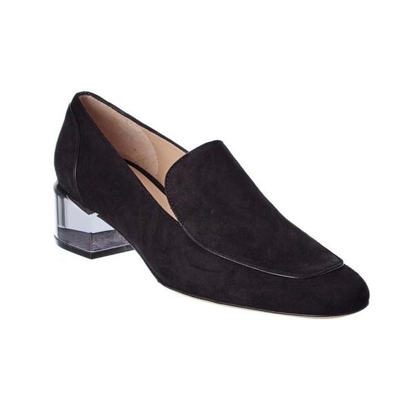 Stuart Weitzman Carmella Black Suede Block Heel Shoes Size 7 - Picture 1 of 9